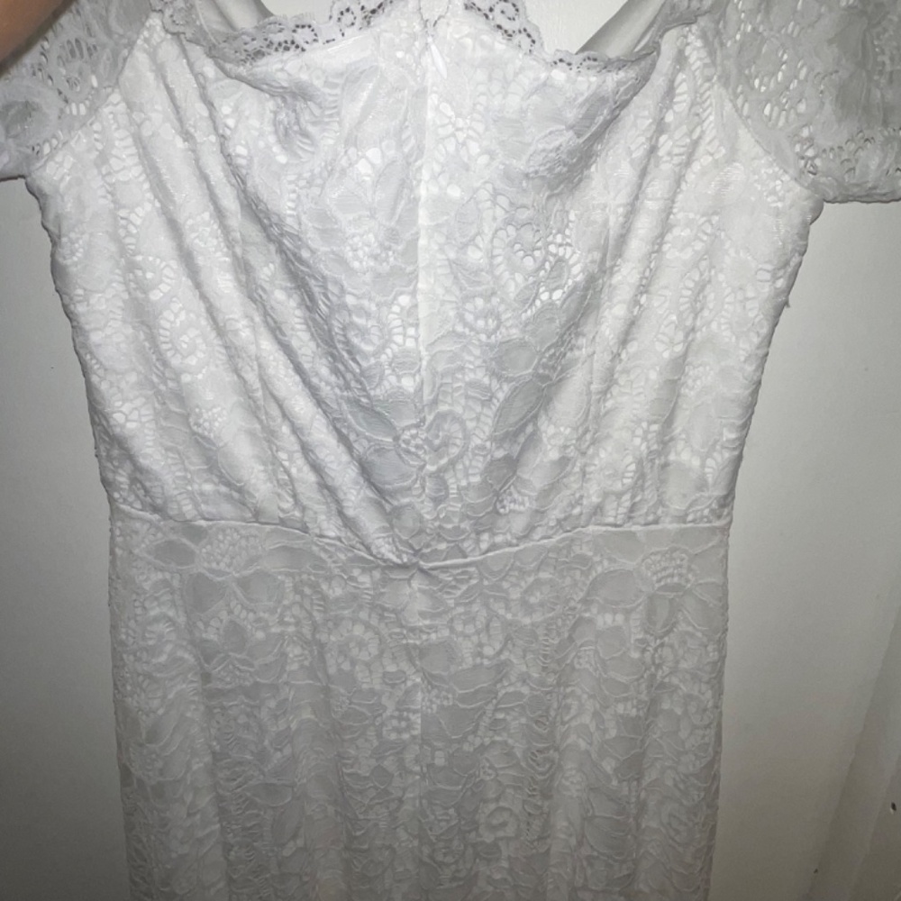 Women's Lace Cocktail Dress Hi-Lo Off Shoulder Swing Formal Party Dress - Picture 15 of 16